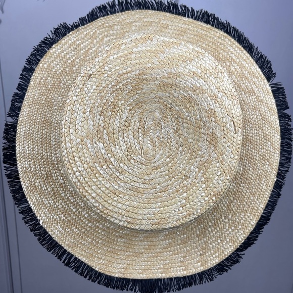 CHANEL Woven Hat with Black and Red Trim - Picture 5 of 6